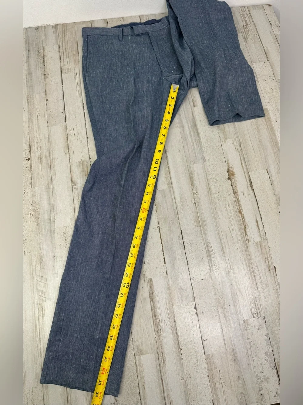 Banana Republic Dress Pants Men's 34x34 Blue Linen Blend Tailored Lightweight